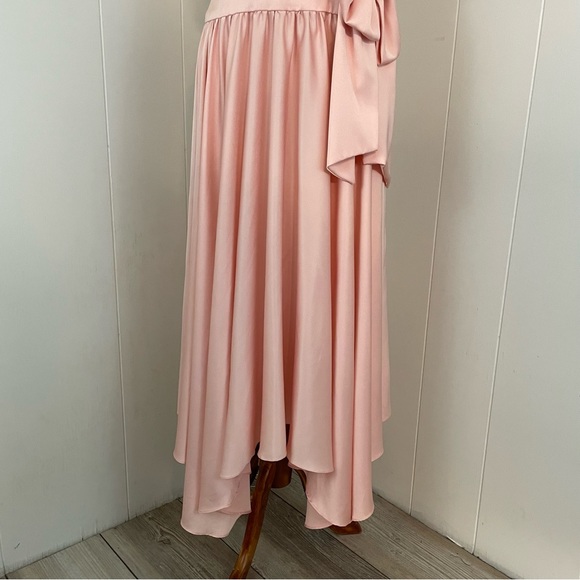 Vintage Beaded Mock Neck Sleeveless Bow Asymmetrical Midi Dress - Picture 3 of 11